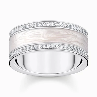 Thomas Sabo fehér tűzzománc gyűrű - TR2446-041-14-50