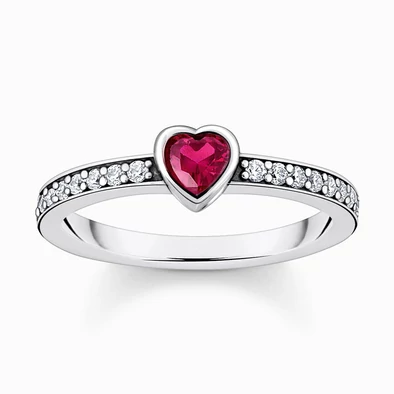 Thomas Sabo piros szív ezüst gyűrű - TR2448-640-10-50