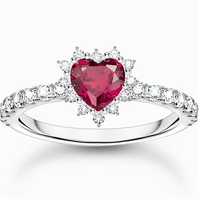 Thomas Sabo ezüst piros szív gyűrű - TR2484-013-10-52 Thomas Sabo ezüst piros szív gyűrű - TR2484-013-10-52