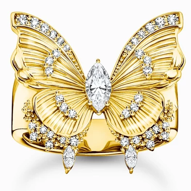 Thomas Sabo aranyozott nagy pillangó gyűrű - TR2495-414-14-52 Thomas Sabo aranyozott nagy pillangó gyűrű - TR2495-414-14-52
