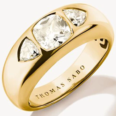 Thomas Sabo tripla köves aranyozott gyűrű  - TR2525-414-14