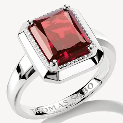 Thomas Sabo elyndra piros cirkónia köves nyolcszög foglalatú ezüst gyűrű - TR2528-051-10