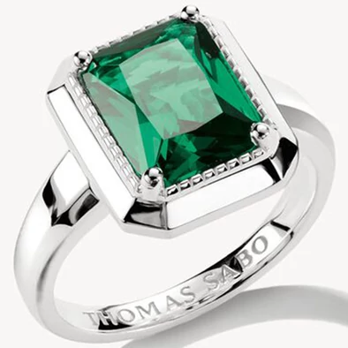 Thomas Sabo elyndra zöld cirkónia köves nyolcszög foglalatú ezüst gyűrű - TR2528-699-6