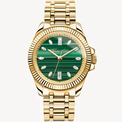 Thomas Sabo divine zöld malachit számlapos aranyozott női karóra  - WA0436