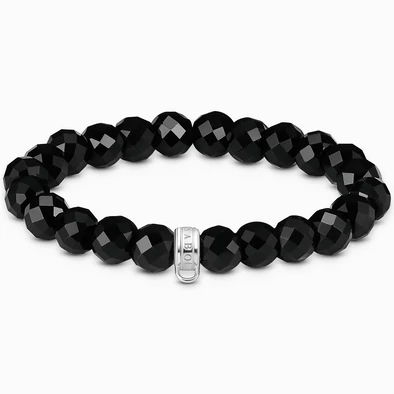 Thomas Sabo ovális obszidián gyöngyös karkötő - X0292-023-11-L15