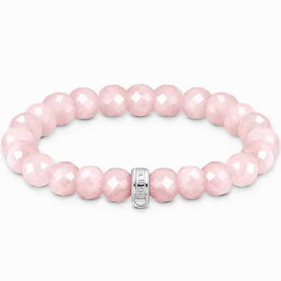 Thomas Sabo ovális rózsakvarc gyöngyös karkötő - X0292-034-9-L15