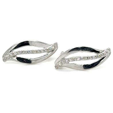 Velekey Diamond fehér arany levél gyémánt fülbevaló - BOCDCER0618W