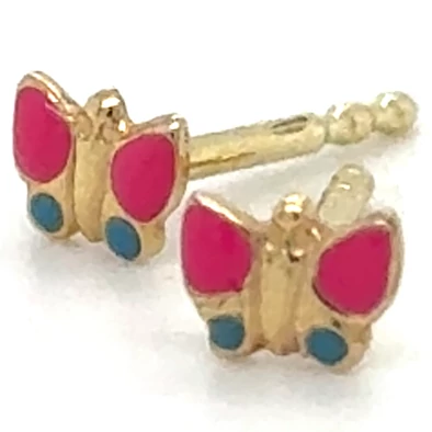 Velekey Gold Tűzzománc rózsaszín pillangó fülbevaló - ER0061Y