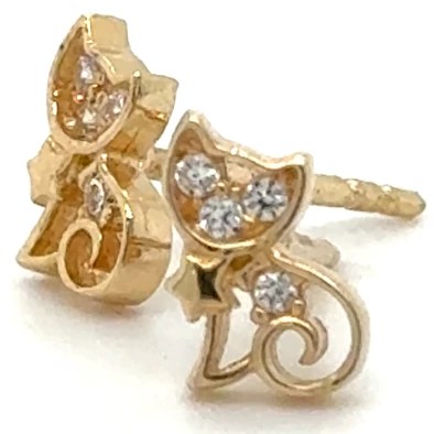 Velekey Gold sárga arany beszúrós macska fülbevaló - ER0078Y