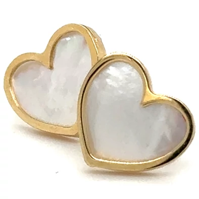 Velekey Gold sárga arany szív gyöngyház fülbevaló - ER0082Y