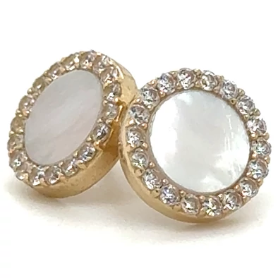 Velekey Gold sárga arany beszúrós gyöngyház fülbevaló - ER0174Y