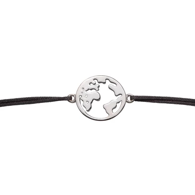 Ypsilon barna földgömb textil karkötő - 250425