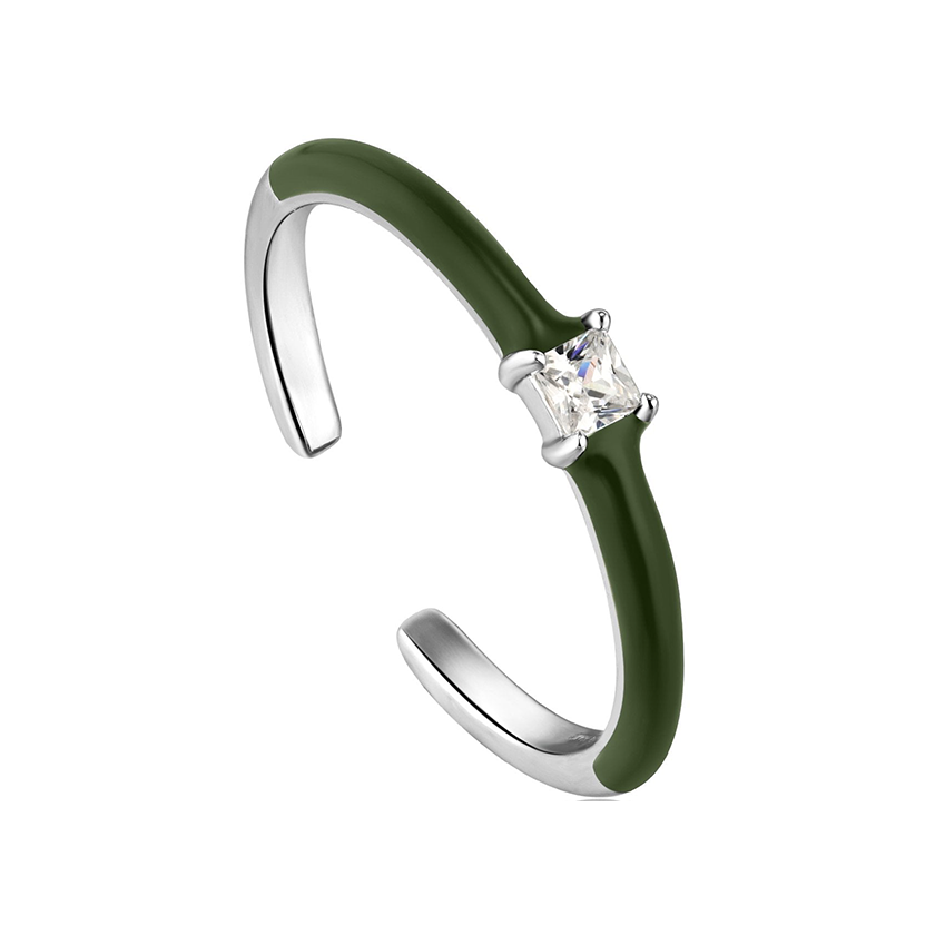 Ania Haie állítható zöld tűzzománcos gyűrű - R031-02H-G
