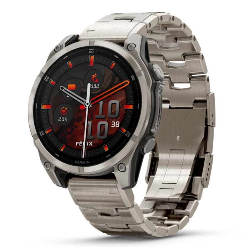 Garmin Fenix 8 AMOLED Sapphire titanium fém szíjjal + grafitszürke szilikon szíjjal - 010-02904-40
