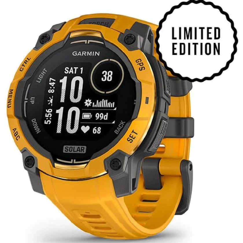 Garmin Instinct 3 – 50 mm, Solar napsárga, sárga/szürke szilikon szíjjal - 010-02935-02