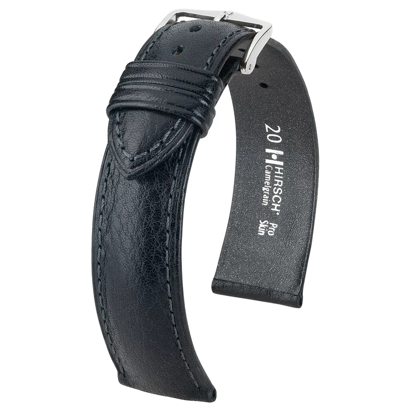 Hirsch fekete borjú bőr óraszíj  22mm - Camelgrain L - 01009050-2-22