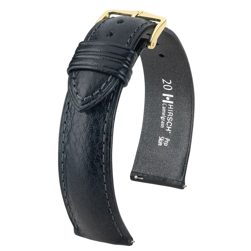 Hirsch fekete borjú bőr óraszíj  8mm - Camelgrain M NQR - 01009150-1-08