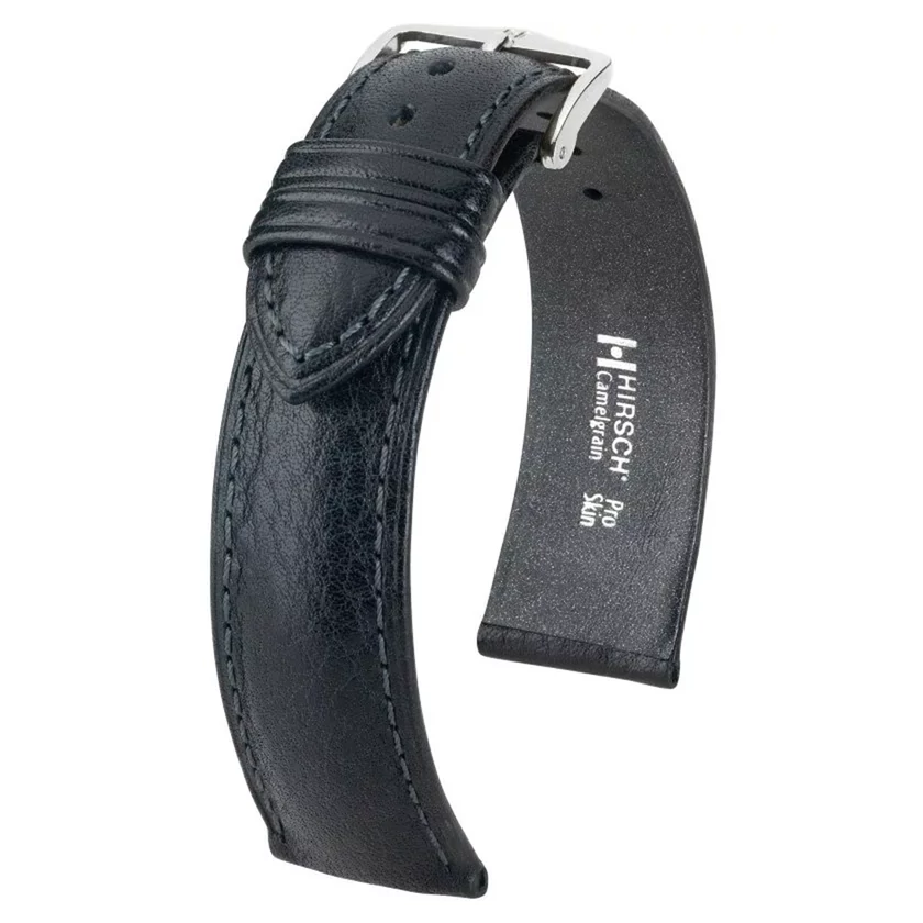 Hirsch fekete borjú bőr óraszíj  18mm - Camelgrain XL - 01009250-2-18