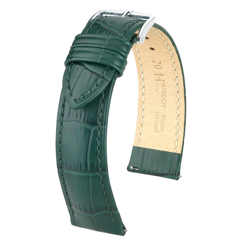 Hirsch sötétzöld borjú bőr óraszíj  18mm - Duke L - 01028040-2-18