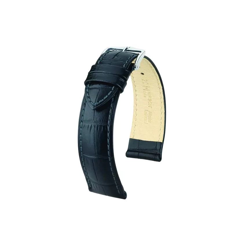 Hirsch fekete borjú bőr óraszíj  18mm - Duke L NQR - 01028050NQ-2-18