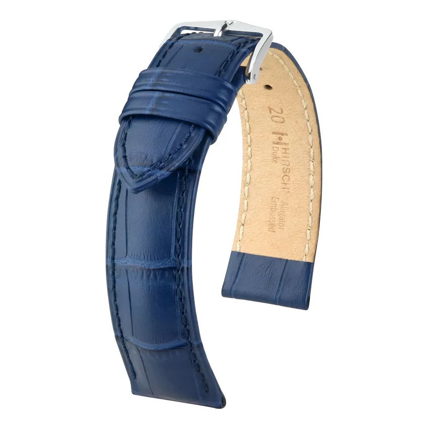Hirsch kék borjú bőr óraszíj  18mm - Duke L NQR - 01028080NQ-2-18