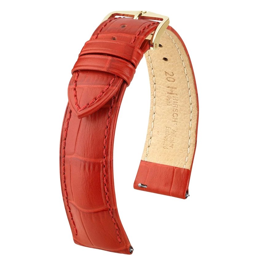 Hirsch piros borjú bőr óraszíj  12mm - Duke M - 01028120-1-12