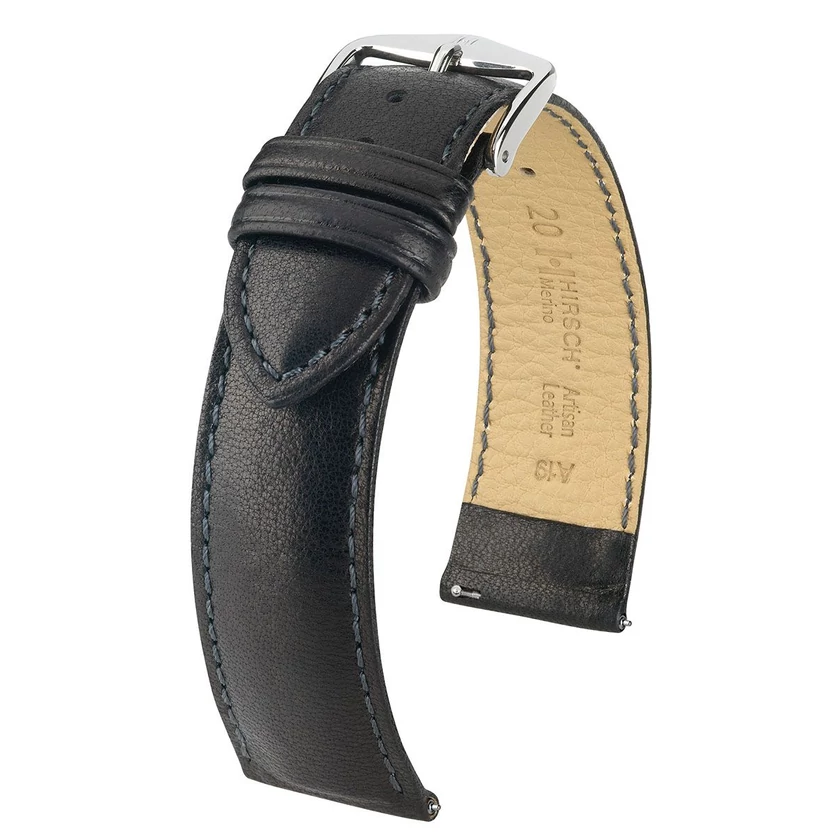 Hirsch fekete juh bőr óraszíj  18mm - Merino L - 01206050-2-18