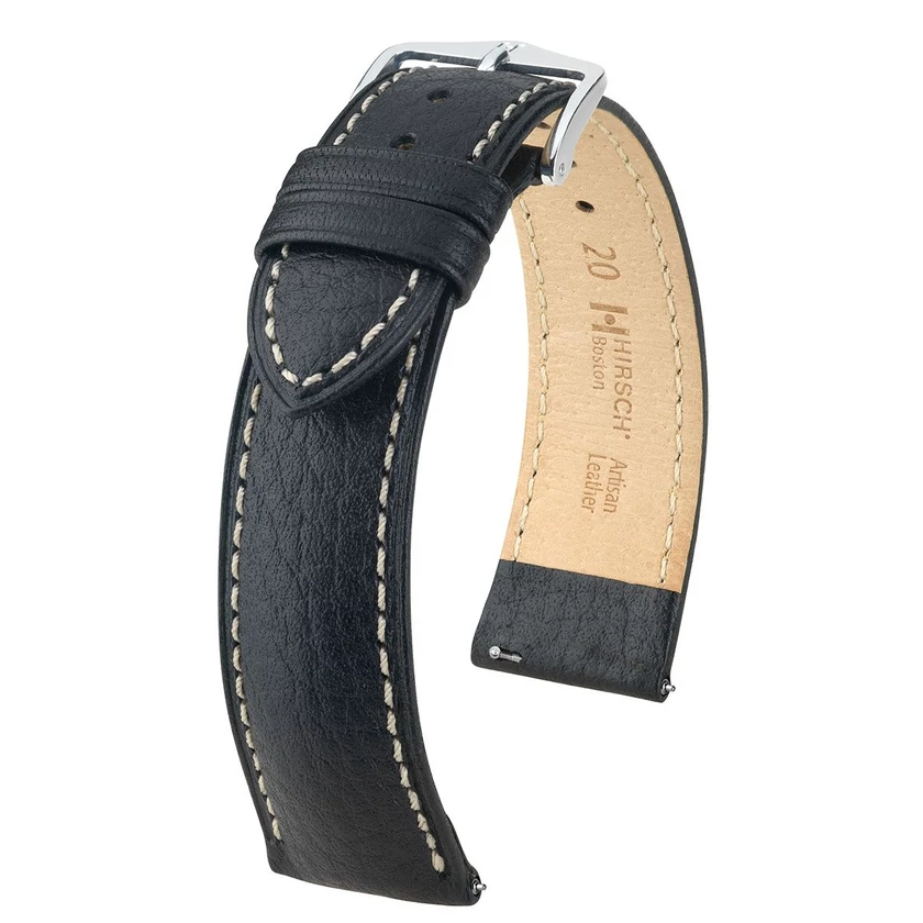 Hirsch fekete borjú bőr óraszíj  18mm - Boston M NQR - 01302150NQ-2-18