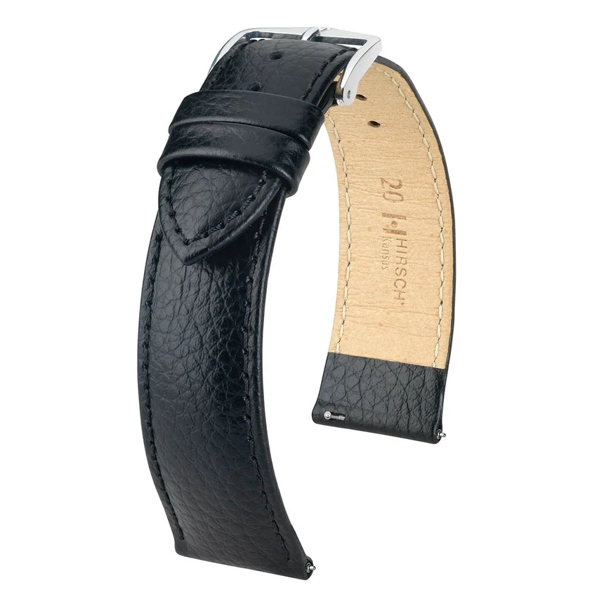 Hirsch fekete borjú bőr óraszíj  16mm - Kansas L - 01502050-2-16