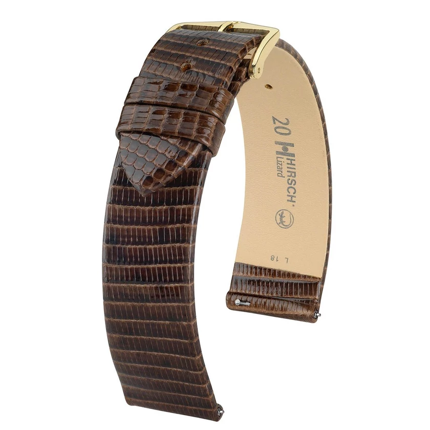 Hirsch barna gyík bőr óraszíj  18mm - Lizard XL - 01766210-1-18
