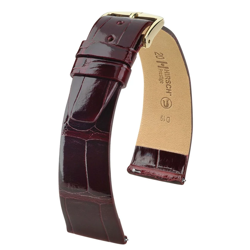 Hirsch bordó aligátor bőr óraszíj  14mm - Prestige M - 02307160-1-14