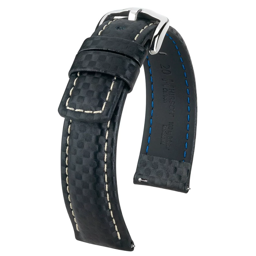 Hirsch fekete borjú bőr óraszíj  20mm - Carbon XL - 02592250-2-20