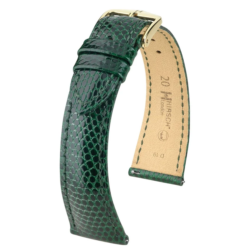 Hirsch zöld gyík bőr óraszíj  14mm - London M - 04266140-1-14