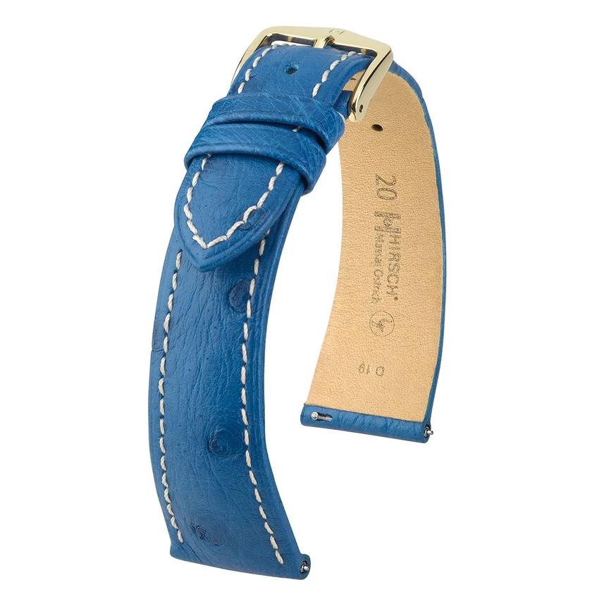 Hirsch királykék strucc bőr óraszíj  19mm - Massai Ostrich L - 04362084-1-19