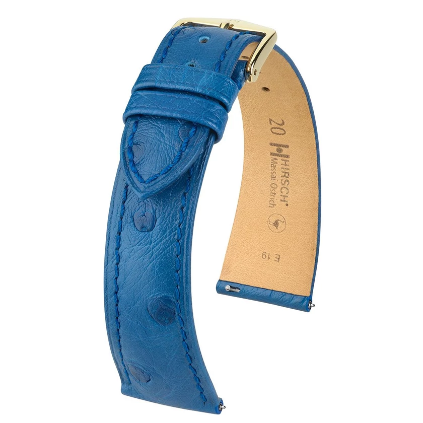 Hirsch királykék strucc bőr óraszíj  19mm - Massai Ostrich L - 04362085-1-19