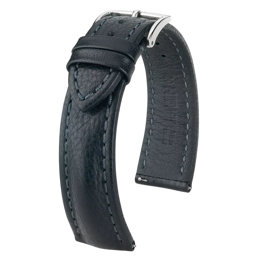 Hirsch fekete borjú bőr óraszíj  20mm - Lucca L - 04902050-2-20