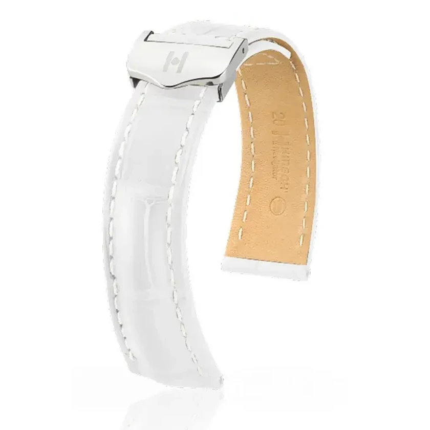 Hirsch fehér aligátor bőr óraszíj  18mm - Navigator - no buckle - 07007409-0-1816