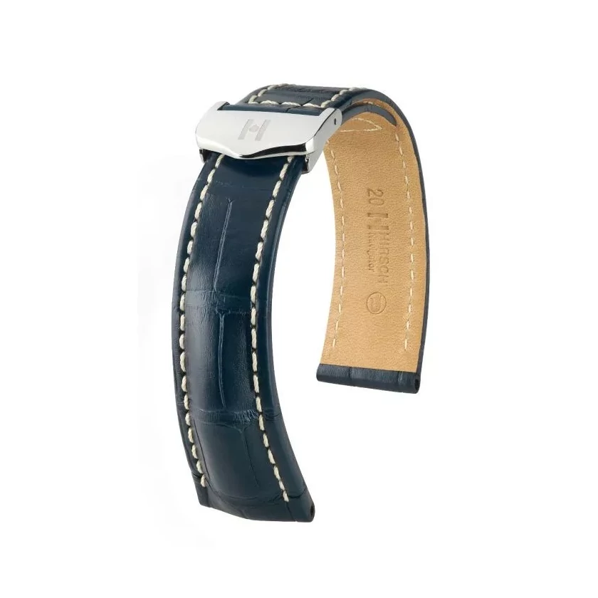 Hirsch kék aligátor bőr óraszíj  20mm - Navigator - no buckle - 07007489-0-2016