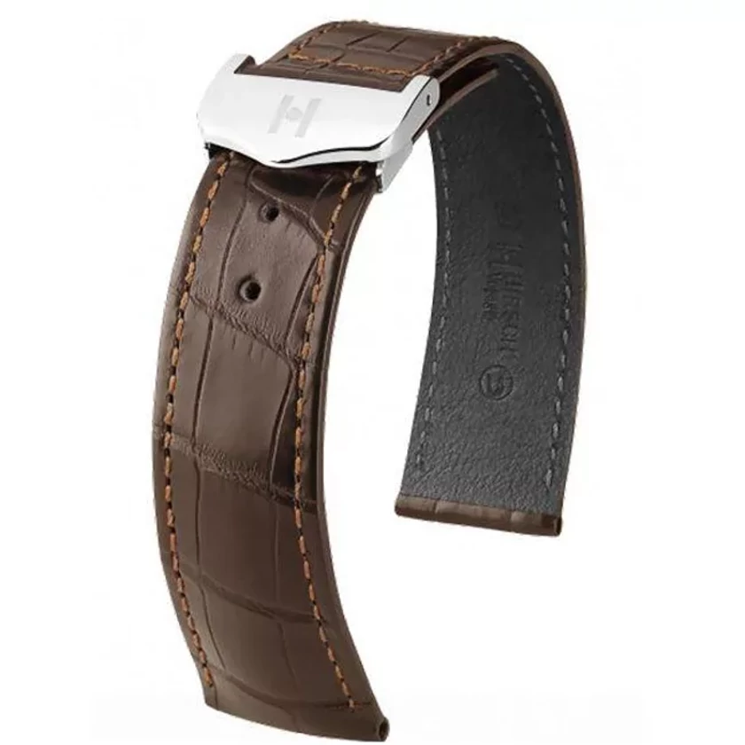 Hirsch sötétbarna aligátor bőr óraszíj  20mm - Voyager - no buckle - 07107417-0-2018
