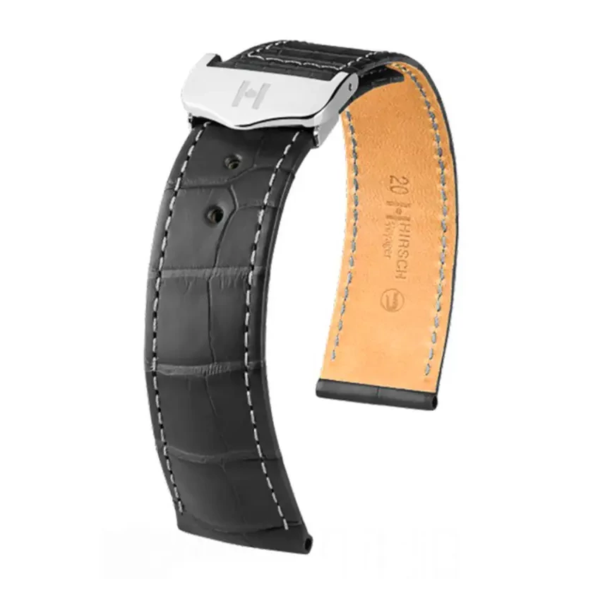Hirsch szürke aligátor bőr óraszíj  22mm - Voyager - no buckle - 07107439-0-2218