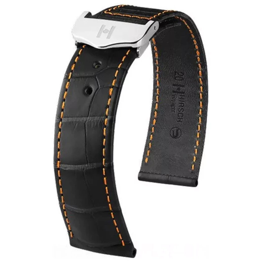 Hirsch fekete aligátor bőr óraszíj  22mm - Voyager - no buckle - 07107457-0-2218
