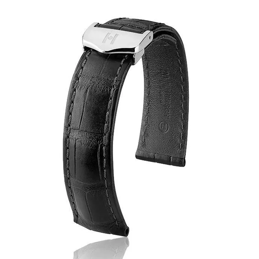 Hirsch fekete aligátor bőr óraszíj  12mm - Savoir Duo - 07207459-2-1210