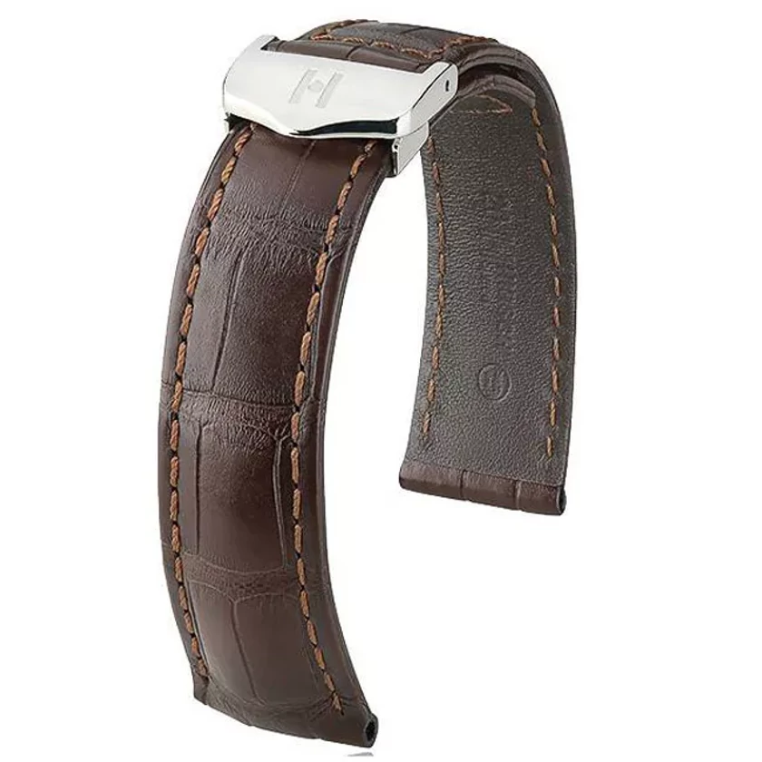 Hirsch sötétbarna aligátor bőr óraszíj  19mm - Speed Plus - no buckle - 07507417-0-1918