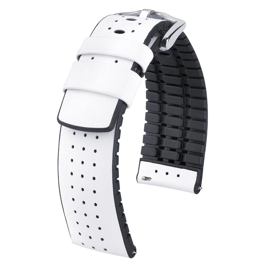 Hirsch fehér borjú bőr/ kaucsuk óraszíj  22mm - Tiger L - 0915075000-2-22