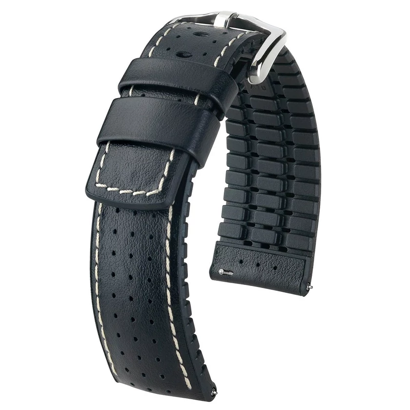 Hirsch fekete borjú bőr/ kaucsuk óraszíj  18mm - Tiger L - 0915075050-2-18