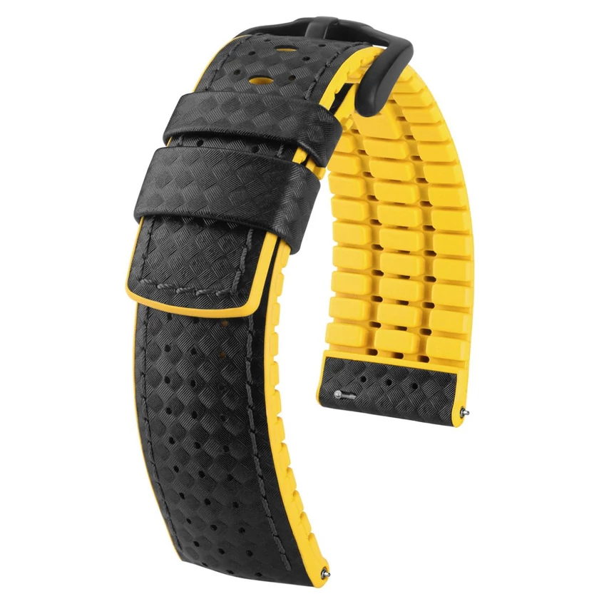 Hirsch fekete borjú bőr/ kaucsuk óraszíj  20mm - Ayrton L - 0917292050-5-20