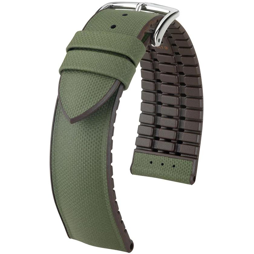Hirsch zöld borjú bőr/ kaucsuk óraszíj  22mm - Arne L - 0921094040-2-22