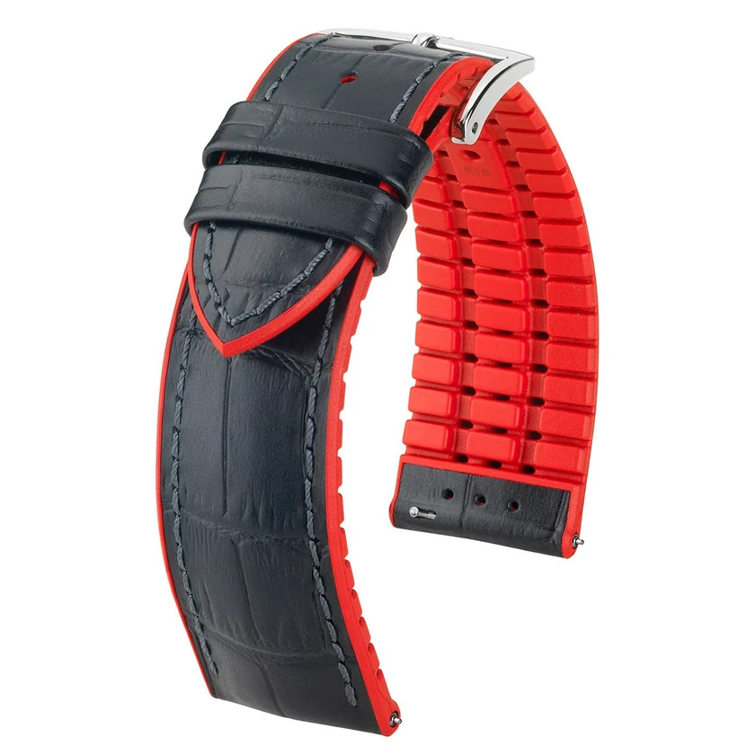 Hirsch fekete borjú bőr/ kaucsuk óraszíj  20mm - Andy L - 0922028050-2-20
