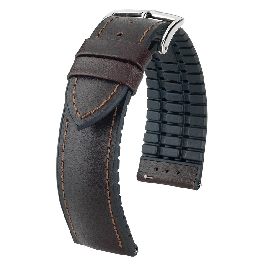 Hirsch barna borjú bőr/ kaucsuk óraszíj  18mm - James L - 0925002010-2-18