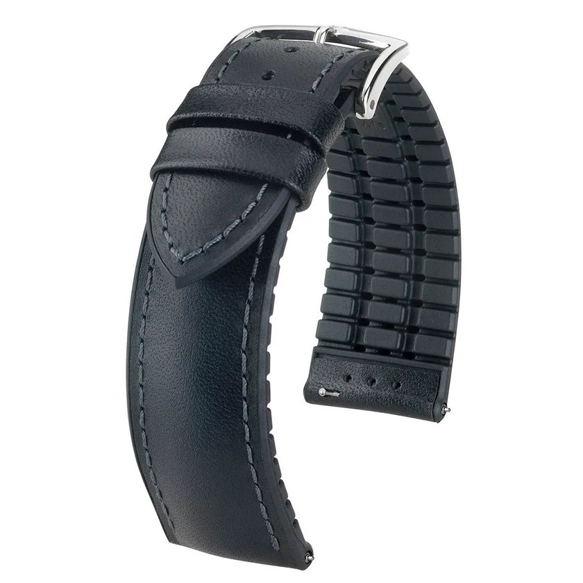 Hirsch fekete borjú bőr/ kaucsuk óraszíj  18mm - James L - 0925002050-2-18